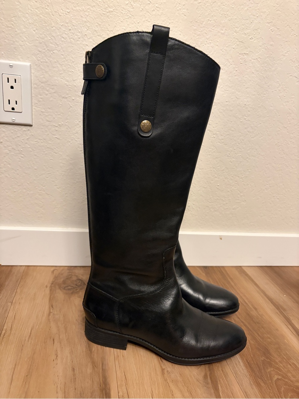 Sam Edelman Black Leather Penny Riding Boots